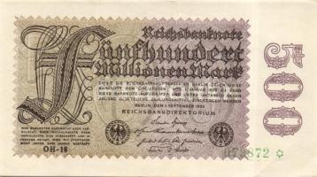 Német Birodalom / Weimari Köztársaság 1923. 500.000.000M (2x) céges nyomat "Hakensterne" v...