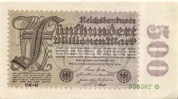 Német Birodalom / Weimari Köztársaság 1923. 500.000.000M céges nyomat "Hakensterne" vízjellel T:I- (enyhe sarokhajlás)