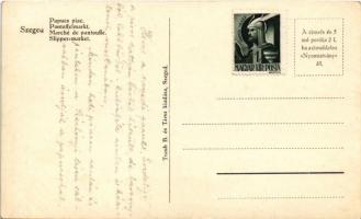 Szeged, Papucs piac, Ifj. Susula Sándor papucskészítő standja. Traub B. és Társa kiadása