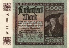 Német Birodalom / Weimari Köztársaság 1922. 5000M (4x) "Dornen" vízjellel T:I,I-