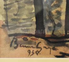 Bene Géza jelzéssel: Táj. Akvarell, papír. Üvegezett fakeretben. 14x17 cm