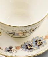 Zsolnay búzavirág mintás teás készlet. Jelzett, hibátlan, teljes, dobozában