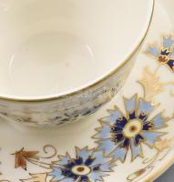 Zsolnay búzavirág mintás kávés készlet. Jelzett, kis kopással, teljes, dobozában