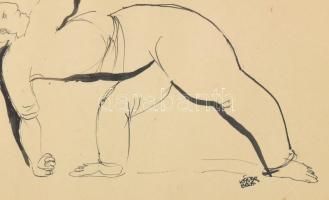 Kádár Béla jelzéssel: Alak. Tus, papír. Üvegezett fakeretben. 20x30 cm