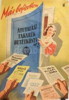 cc 1950 OTP takarékbetétkönyv reklám plakát: kis beszakadással, 80x57,5 cm