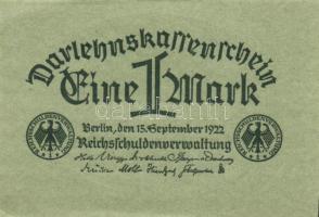 Német Birodalom / Weimari Köztársaság 1922. 1M (2x)szürkészöld papír T:I-