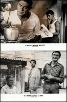 cca 1962 ,,A csillagok alatt" című spanyol film jelenetei és szereplői, 6 db vintage produkciós filmfotó (vitrinfotó, lobbyfotó) ezüst zselatinos fotópapíron, a használatból eredő (esetleges) kisebb hibákkal, barnás elszíneződés, 18x24 cm