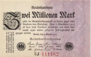 Német Birodalom / Weimari Köztársaság 1923. 2.000.000M (3x) variáns jobb oldalon lila színnel T:I,I-