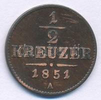 Ausztria 1851A 1/2kr Cu T:XF Austria 1851A 1/2 Kreuzer Cu C:XF Krause KM#2181