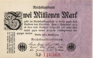 Német Birodalom / Weimari Köztársaság 1923. 2.000.000M (3x) variáns jobb oldalon lila színnel T:I,I-