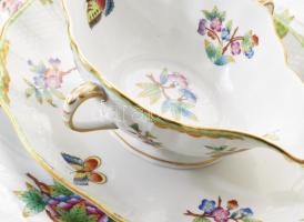 Herendi Viktória mintás 71 darabos étkészlet. Jelzett, kézzel festett, zömmel egy készletből való gy...