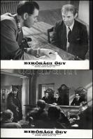 cca 1970 előtti ,,Bírósági ügy" című szovjet film jelenetei és szereplői, 6 db vintage produkciós filmfotó (vitrinfotó, lobbyfotó) ezüst zselatinos fotópapíron, a használatból eredő (esetleges) kisebb hibákkal, 18x24 cm