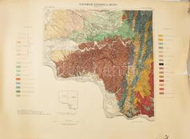 Fehértemplom, Szászkabánya, Ómoldova környékének földtani térképe Geológiai térkép. Rjz. Gabrovitz Camillo; Litográfia. Méretarány, M. 1:75 000. Megjelent Magyarázatok a Magyar Korona országainak részletes geológiai térképéhez.Bp., 1905. 68x90 cm