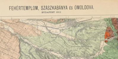 Fehértemplom, Szászkabánya, Ómoldova környékének földtani térképe Geológiai térkép. Rjz. Gabrovitz C...