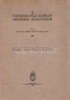 Rédey István: A Wegener-féle elmélet geodéziai jelentősége Budapest, 1940. Magyar Királyi Honvéd Térképészeti Intézet. 52 p. A lemeztektonikai elmélet földtani konzekvenciáit levonó tanulmányt oldalszámozáson belül számos szövegközti ábra és néhány egész oldalas térképvázlat kíséri. A címoldalon régi tulajdonosi bejegyzés. Példányunk levelein enyhe hullámosság. (Különlenyomat a ,,Térképészeti Közlöny VI. kötet 1-2. számából.) Fűzve, enyhén sérült gerincű kiadói borítóban.