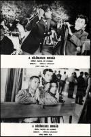 cca 1971 ,,A különleges brigád" című román film jelenetei és szereplői, 21 db vintage produkciós filmfotó (vitrinfotó, lobbyfotó) ezüst zselatinos fotópapíron, a használatból eredő (esetleges) kisebb hibákkal, 18x24 cm