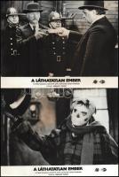 cca 1985 előtti ,,A láthatatlan ember" című szovjet film jelenetei és szereplői, 5 db vintage produkciós filmfotó (vitrinfotó, lobbyfotó) ezüst zselatinos fotópapíron, a használatból eredő (esetleges) kisebb hibákkal, barna elszíneződés, 18x24 cm