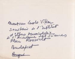 Raymond Garnier francia abbé, az 1970-es évek trouhans-i migránsproblémája feldolgozójának saját kez...