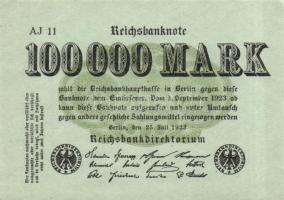 Német Birodalom / Weimari Köztársaság 1923. 100.000M (3x) azonos cégjelzéssel T:I