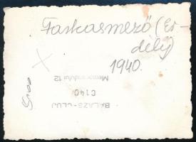 1940 Farkasmező (Erdély), hátoldalán feliratozott és datált, jelzés nélküli fotó, 8,5x6 cm
