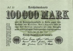 Német Birodalom / Weimari Köztársaság 1923. 100.000M (3x) azonos cégjelzéssel T:I