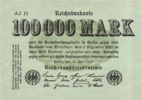 Német Birodalom / Weimari Köztársaság 1923. 100.000M (3x) azonos cégjelzéssel T:I