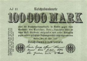 Német Birodalom / Weimari Köztársaság 1923. 100.000M (4x) azonos cégjelzéssel T:I