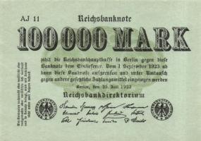 Német Birodalom / Weimari Köztársaság 1923. 100.000M (4x) azonos cégjelzéssel T:I