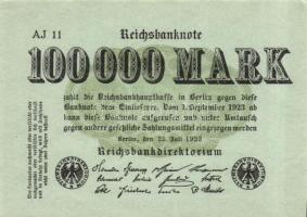 Német Birodalom / Weimari Köztársaság 1923. 100.000M (4x) azonos cégjelzéssel T:I