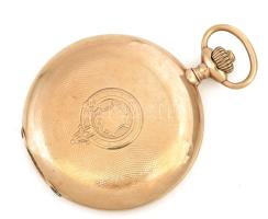 14 K arany (Au) IWC zárt zsebóra. Dupla arany fedéllel, arany porvédővel. Jelzett tok, jelzett szerk...