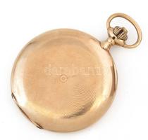 14 K arany (Au) IWC zárt zsebóra. Dupla arany fedéllel, arany porvédővel. Jelzett tok, jelzett szerk...