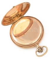 14 K arany (Au) IWC zárt zsebóra. Dupla arany fedéllel, arany porvédővel. Jelzett tok, jelzett szerk...