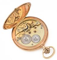 14 K arany (Au) IWC zárt zsebóra. Dupla arany fedéllel, arany porvédővel. Jelzett tok, jelzett szerk...