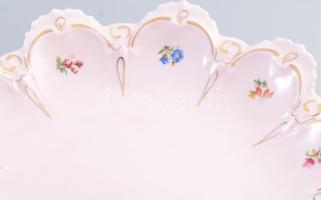 H&C csehszlovák 4 darabos rózsaszín asztali szett, 2 darab talpas kínáló, bonbonier, hamuzó. Jel...