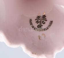 H&C csehszlovák 4 darabos rózsaszín asztali szett, 2 darab talpas kínáló, bonbonier, hamuzó. Jel...