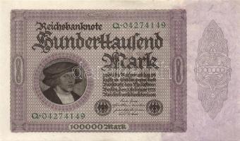 Német Birodalom / Weimari Köztársaság 1923. 100.000M birodalmi nyomat T:I-