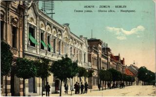 1909 Zimony, Semlin, Zemun; Hauptgasse / Fő utca. Milan Ilkic kiadása / Glavna ulica / main street