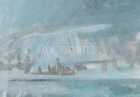 Zirkelbach László (1916-?): Táj (Dunapart?), 1966. Olaj, farost, jelzett. Hátoldalán Képcsarnok Váll...