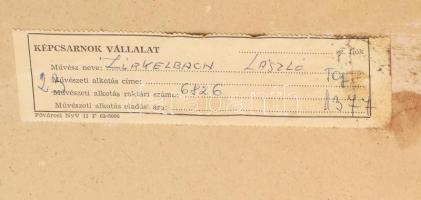 Zirkelbach László (1916-?): Táj (Dunapart?), 1966. Olaj, farost, jelzett. Hátoldalán Képcsarnok Váll...