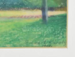 Peukert Károly (1903-1973): Vác, evangélikus templom, 1968. Pasztell, papír, jelzett. Üvegezett, kis...