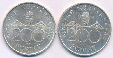 1994. 200Ft "Deák" Ag (2x) T:AU,XF Adamo F13.1