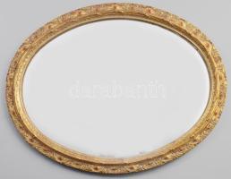 Ovális díszes fa képkeret, tükörrel, 45x35 cm