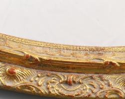 Ovális díszes fa képkeret, tükörrel, 45x35 cm