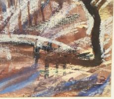 Bóka Dezső (1935-): Téli táj. Akvarell, pasztell, papír, jelezve jobbra lent. Hátoldalán Képcsarnok ...