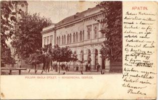 1901 Apatin, Polgári iskola, Gasz Mátyás üzlete / Bürgerschul Gebäude / school, shop (fl)