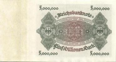Német Birodalom / Weimari Köztársaság 1923. 5.000.000M sorszám utolsó számjegyének a helyén érdekes ...