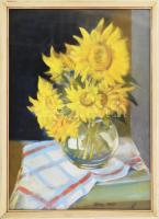 Jakab Lajos (-): Csendélet. Pasztell, papír, jelzett. Üvegezett fakeretben, 60x43 cm.