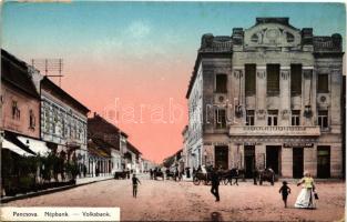 Pancsova, Pancevo; Népbank, Stefanie Kalmár, Juba és Csányi üzlete. Horovitz kiadása / bank, shops (kopott élek / worn edges)