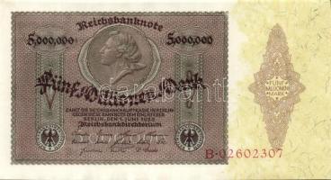 Német Birodalom / Weimari Köztársaság 1923. 5.000.000M (2x) egymás utáni sorszámokkal T:I,I-
