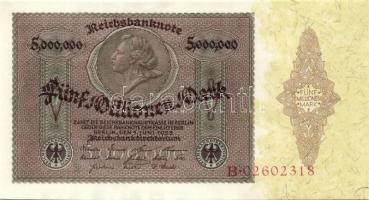 Német Birodalom / Weimari Köztársaság 1923. 5.000.000M (2x) egymás utáni sorszámokkal T:I